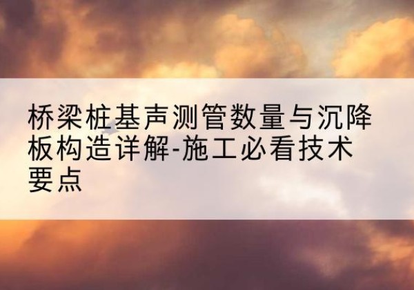 新昌桩基需要预埋几根声测管？-桥梁桩基声测管数量与沉降板构造详解-施工必看技术要点